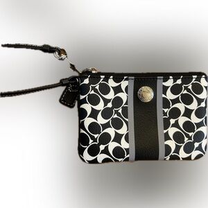 Black and white coach wristlet